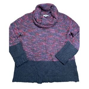 Bass Chunky Knit Cowl Neck Sweater Multi Color Heathered Yarn Tunic Women's Sz L